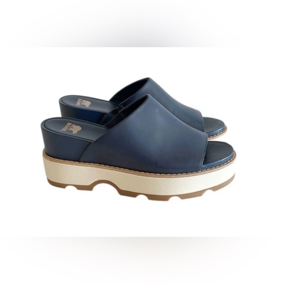 Sorel Dark Blue Mules with Light Tan Platform - Picture 4 of 11